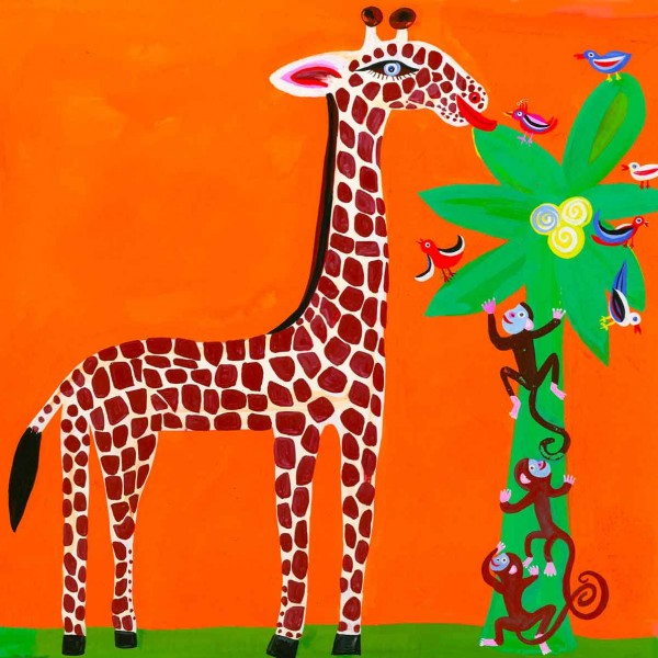 Illustration-Giraffe-&-monkeys